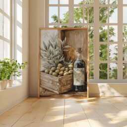 Rustic Olive Oil Poster, Mediterranean Kitchen Wall Art, Tuscan Food Print, Farmhouse Decor, Vintage Tree Botanical Artwork - thumbnail 3