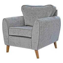 Silver Velvet Minimalist Chair - British Custom Made - thumbnail 3