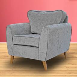 Silver Velvet Minimalist Chair - British Custom Made - thumbnail 1