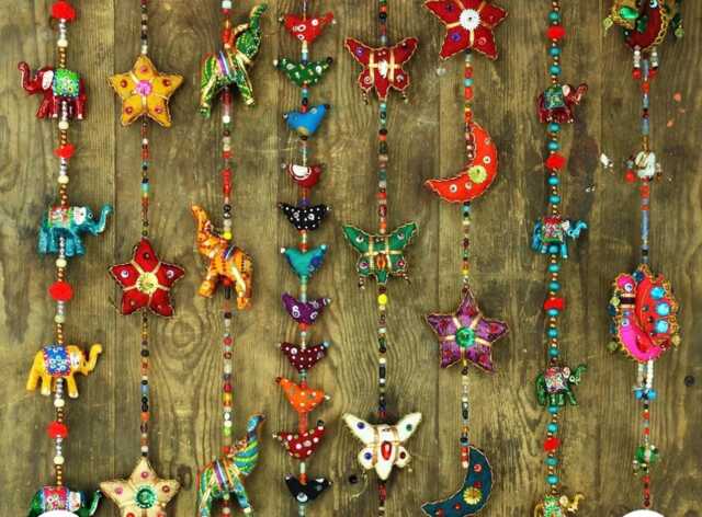 Handmade Rajasthani Beaded Garland Boho Indian Door Hanging Decor - 5 Piece - image 1