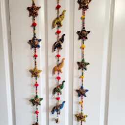 Handmade Rajasthani Beaded Garland Boho Indian Door Hanging Decor - 5 Piece - thumbnail 4