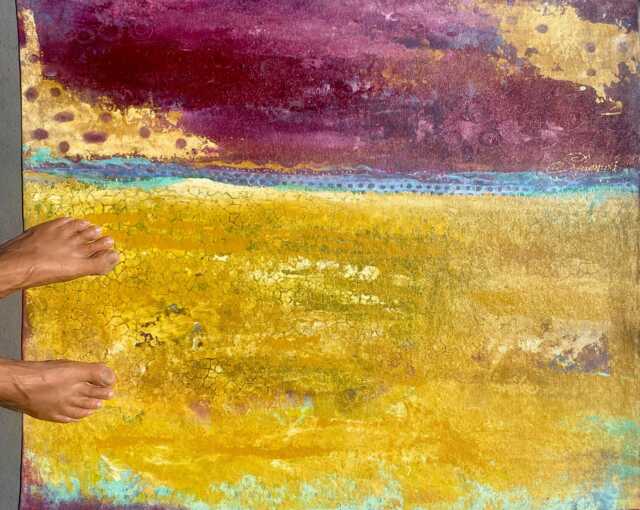 Hand-Painted Abstract Floorcloth Durable, Washable Kitchen Mat - image 1