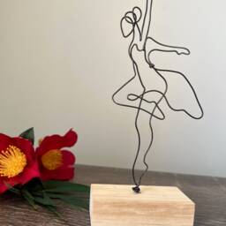 Wire Ballerina Dancing Sculpture Handmade Figurine Gift Ballet Statue Metal Copper Jazz Classical Decor Point Figure Girl Teen Desk Dress - thumbnail 2