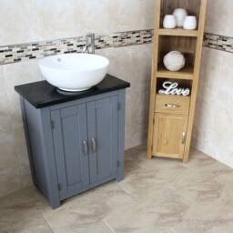Painted Grey Bathroom Vanity Unit - Black Quartz Top Ceramic Basin Choice 310Gbqcbc - thumbnail 1