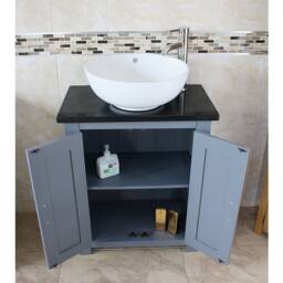 Painted Grey Bathroom Vanity Unit - Black Quartz Top Ceramic Basin Choice 310Gbqcbc - thumbnail 3