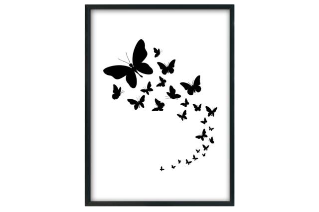 Black & White Butterfly Art Print Elegant Living Room Decor - image 1
