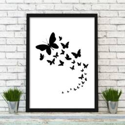 Black & White Butterfly Art Print Elegant Living Room Decor - thumbnail 2