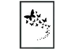 Black & White Butterfly Art Print Elegant Living Room Decor - thumbnail 1