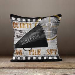 Cinema Cushion Cover/Movie Hollywood Home Throw Pillow Case/Movie Night Black Gray Popcorn Cushion/Movie Decor - thumbnail 2