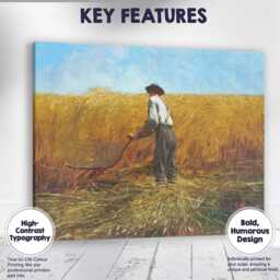 Golden Wheat Harvest Farmer Rural Countryside Painting Canvas Wall Art Print Decor Picture Ready To Hang - thumbnail 1
