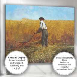 Golden Wheat Harvest Farmer Rural Countryside Painting Canvas Wall Art Print Decor Picture Ready To Hang - thumbnail 3