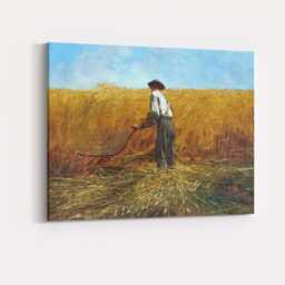 Golden Wheat Harvest Farmer Rural Countryside Painting Canvas Wall Art Print Decor Picture Ready To Hang - thumbnail 4