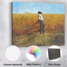 Golden Wheat Harvest Farmer Rural Countryside Painting Canvas Wall Art Print Decor Picture Ready To Hang - thumbnail 2