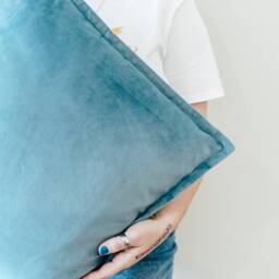 Teal Blue Ocean Luxury Velvet Cushion Cover With Flange Edging - thumbnail 2