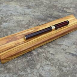 Pen Tray Olive Wood Penholder Wooden Shelf Case Alentejoazul Office Desk Storage , Present For Men, Wooden Natural Portugal - thumbnail 2