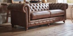 Chesterfield Real Leather Two/Three Seater Sofa Vintage Tan - thumbnail 1