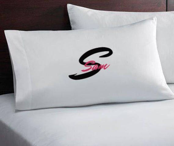Personalized Pillow Cases - Set Of 2 Free Shipping Custom Monogram/Name Embroidered Pillowcases Gift Bedroom/ Home Present /Couples - image 1