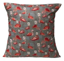 Scandi Flamingo Cushion Cover Grey & Pink Cotton Pillow - 16 - thumbnail 1
