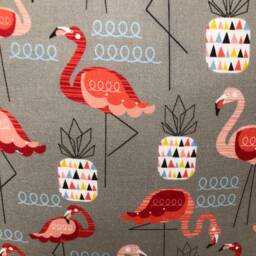 Scandi Flamingo Cushion Cover Grey & Pink Cotton Pillow - 16 - thumbnail 2