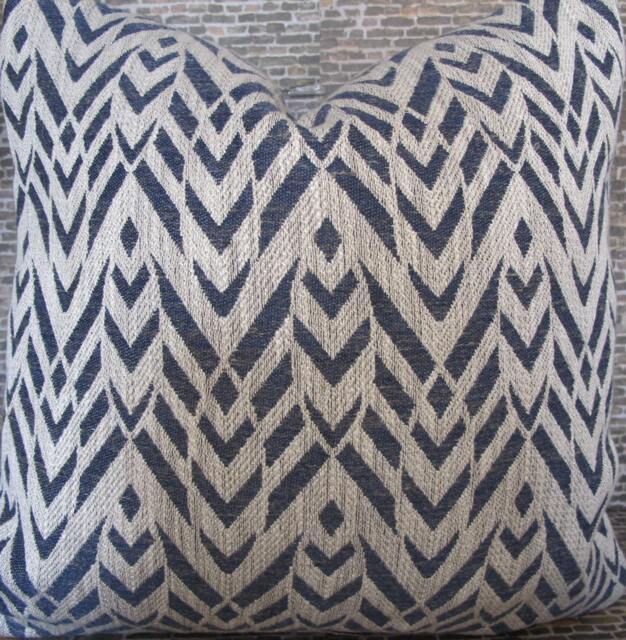 Designer Pillow Cover, Arwtex, Navy Blue - image 1