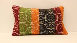 Vintage Turkish Wool Lumbar Pillow Cover, Art Deco Cushion - 12x20 - thumbnail 1