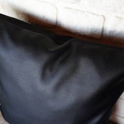 16x16'' - 41x41cm Soft Black Faux Leather Fabric Pillow Cover/Scandinavian Home Decor/Housewarming Gift-1Qty - thumbnail 3