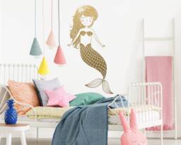 Mermaid Wall Decal - Kids Room Decal, Nursery Decor, Art, Mermaid - thumbnail 1