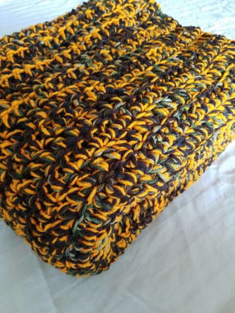 Hand Made Crochet Blanket Afghan Multi Color Camouflage - image 1