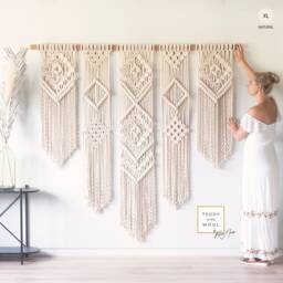 Bohemian Macrame Wall Hanging , Geometric Fiber Art, Isa - thumbnail 1