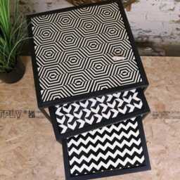 Chinta Modern Black Square Nesting Side Tables - thumbnail 3