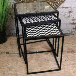 Chinta Modern Black Square Nesting Side Tables - thumbnail 1
