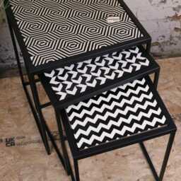 Chinta Modern Black Square Nesting Side Tables - thumbnail 2