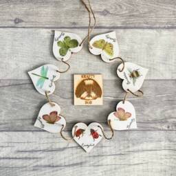Insect Bunting, Wooden Garland For Nature Lover, Handmade Gardening Gifts, Butterfly Wall Decor - thumbnail 1
