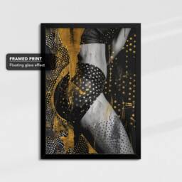 Dancing Lady Gold Dripping Painting Framed Poster Print Or Canvas Wall Decor Art Bedroom Home Interior Gift For Pet Lover - thumbnail 2