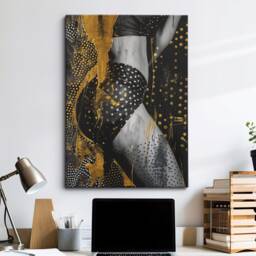 Dancing Lady Gold Dripping Painting Framed Poster Print Or Canvas Wall Decor Art Bedroom Home Interior Gift For Pet Lover - thumbnail 1