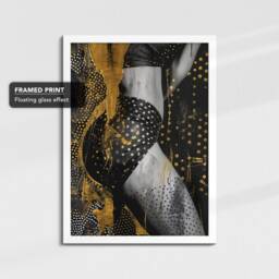 Dancing Lady Gold Dripping Painting Framed Poster Print Or Canvas Wall Decor Art Bedroom Home Interior Gift For Pet Lover - thumbnail 3