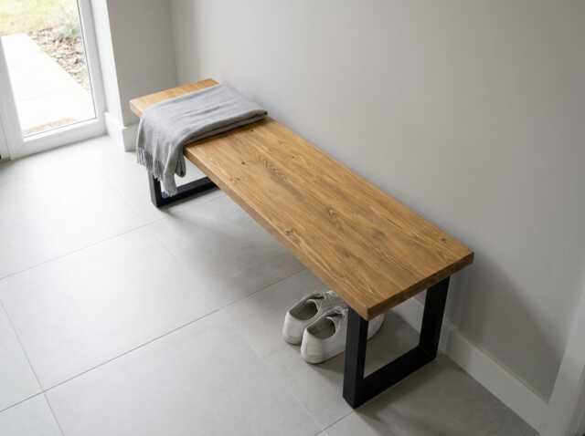 Solid Wooden Dining Bench in Oak Finish - Handmade Bench, Custom Sizes 80-180cm, Made To Order UK Free Delivery - image 1