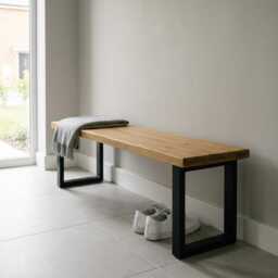 Solid Wooden Dining Bench in Oak Finish - Handmade Bench, Custom Sizes 80-180cm, Made To Order UK Free Delivery - thumbnail 2