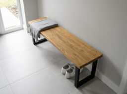 Solid Wooden Dining Bench in Oak Finish - Handmade Bench, Custom Sizes 80-180cm, Made To Order UK Free Delivery - thumbnail 1