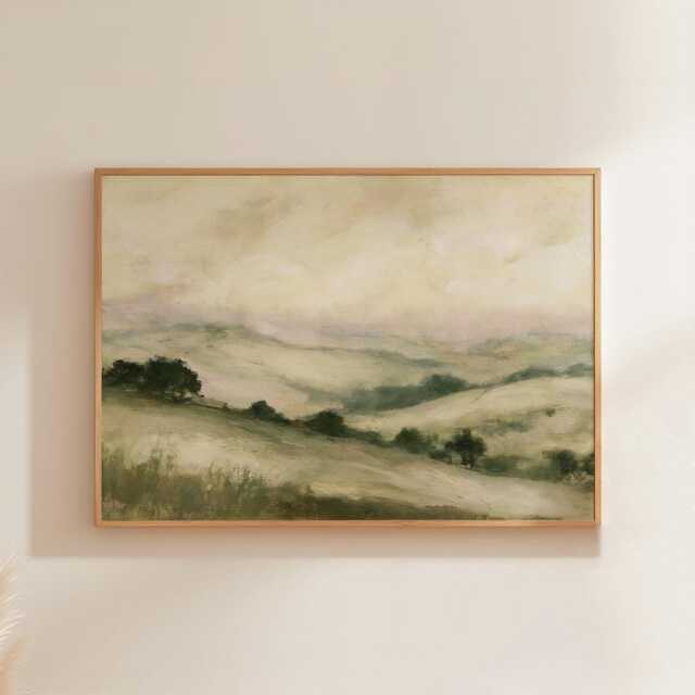 Sage Valley Poster, Lake Landscape Wall Art, Neutral Hills Print - image 1
