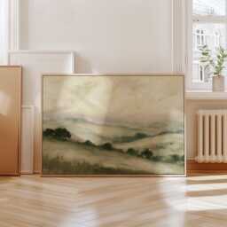 Sage Valley Poster, Lake Landscape Wall Art, Neutral Hills Print - thumbnail 4