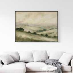 Sage Valley Poster, Lake Landscape Wall Art, Neutral Hills Print - thumbnail 3