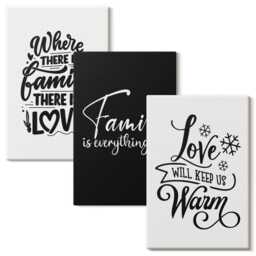 Canvas Set Of 3 - Family, Love, Warmth, Home, Inspirational Quotes, Black & White Photo Print, Sentences Wall Decor - thumbnail 2