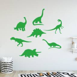 Dinosaur Wall Vinyl Decal For Kids Room Decor, Nursery Dino Themed Art Bedroom, Adventurous Jurassic Animal Stickers, T-Rex Silhouette - thumbnail 3