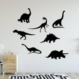 Dinosaur Wall Vinyl Decal For Kids Room Decor, Nursery Dino Themed Art Bedroom, Adventurous Jurassic Animal Stickers, T-Rex Silhouette - thumbnail 2