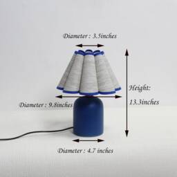 Handmade Gray Texture Fabric Table Lamp Blue Ceramic Base - thumbnail 2