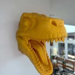 Raptor Dinosaur Head Wall Art Mount - 3D Printed Prehistoric Bust - thumbnail 3