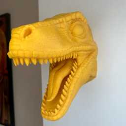 Raptor Dinosaur Head Wall Art Mount - 3D Printed Prehistoric Bust - thumbnail 4