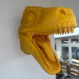 Raptor Dinosaur Head Wall Art Mount - 3D Printed Prehistoric Bust - thumbnail 2