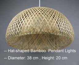 Handwoven Bamboo Pendant Light Rustic Chandelier - thumbnail 1